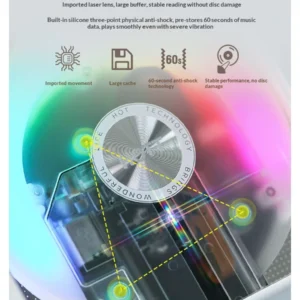 HOTT C229 CD Player Portable Bluetooth with Speaker - Thumbnail Image 3