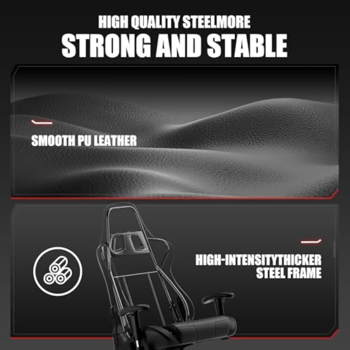 Race-inspired Ergonomic Gaming Chair w/Premium Leather & High-Density Foam - Image 4